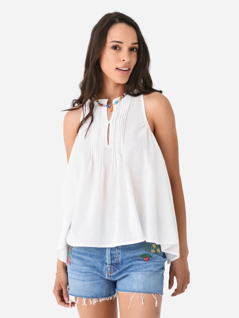 DÈLUC Musca White Cotton Top Size Small